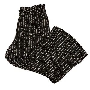 Rafael Womens Black Rayon Wide Leg Relaxed Pants Fish Floral Stripe Medium